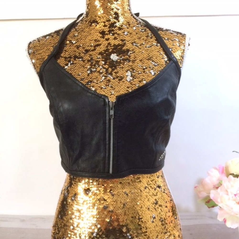 Iron Horse Leather Halter Top